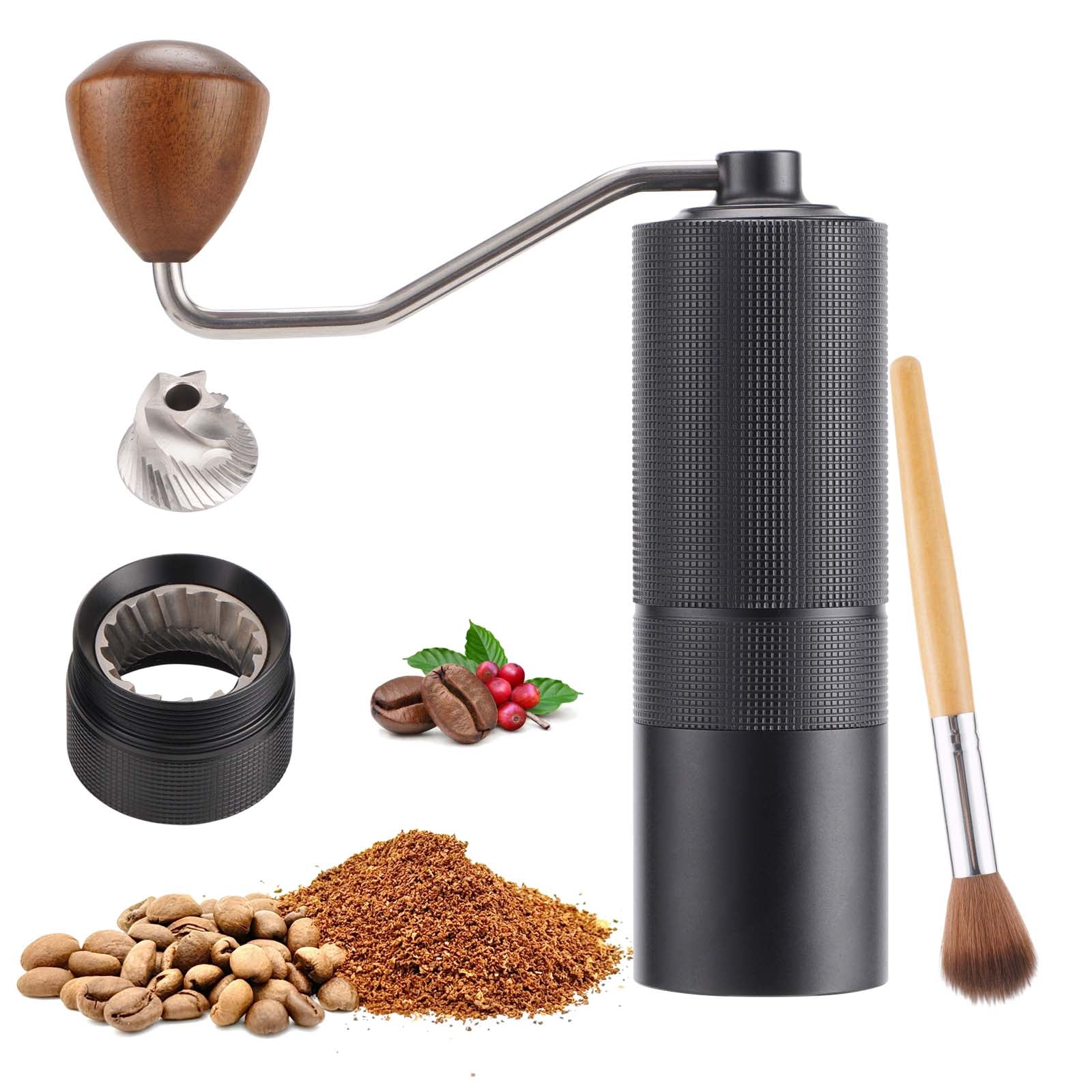 Manual Coffee Bean Grinder Popsweeter C38 hand coffee grinder with Stainless Steel Conical Grinding Burr for Espress Pour